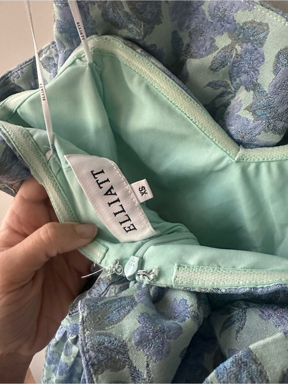 Elliatt Strapless Blue Floral High-Low Gown - Picture 8 of 8